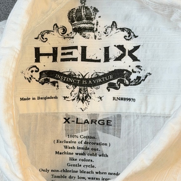 Helix Shirt Mens XL White Long Sleeve Button Down Gothic Cross Angel Wings Y2K - Picture 5 of 8